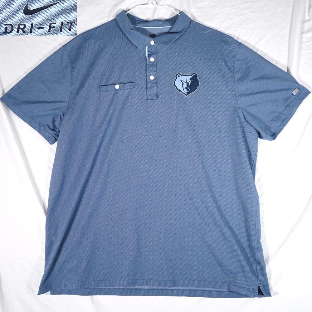 Nike Dri-FIT Memphis Grizzlies Logo Polo Shirt Blue XL Athletic Golf